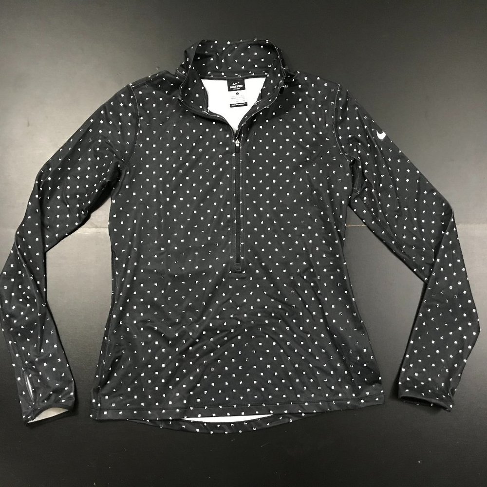 NIKE PRO RUNNING BLACK HALF ZIP ATHLETIC TOP